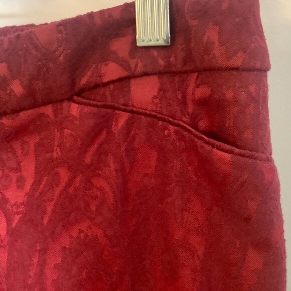 The Slim Ankle Pant White House Black Market Jacquard Paisley Dark Red Size 6 - Picture 6 of 12